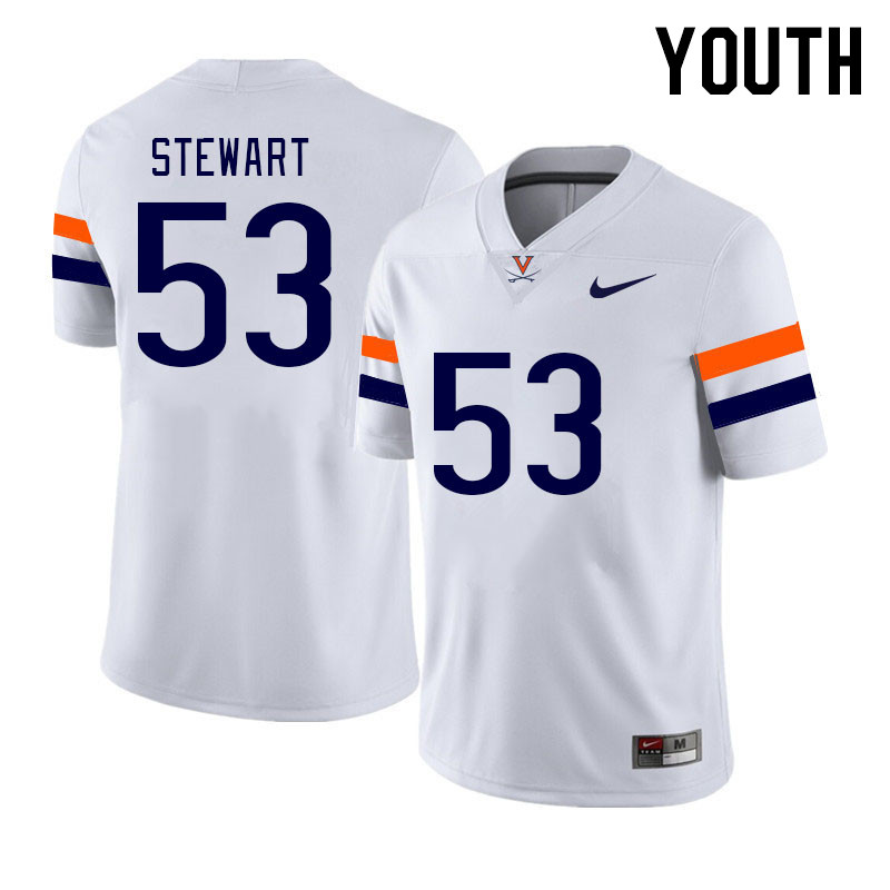 Youth #53 Justin Stewart Virginia Cavaliers College Football Jerseys Stitched Sale-White